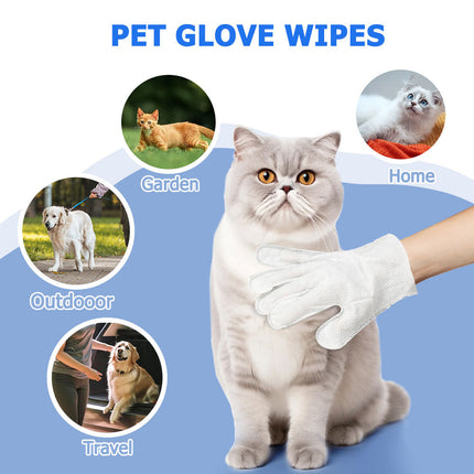 Rinse-Free Pet Grooming Glove Wipes – 6pcs Deodorizing Bathing Gloves for Dogs & Cats – No-Rinse Body & Paw Cleaning Wipes for Travel & Daily Care