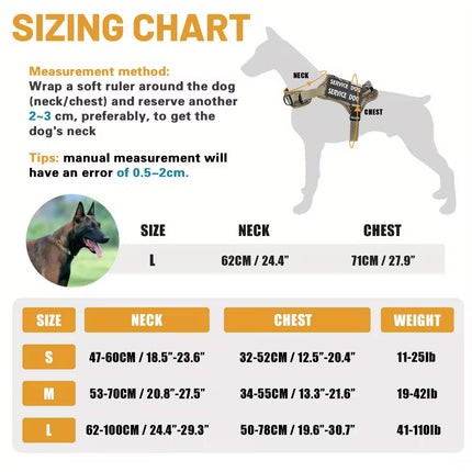 Tactical Service Dog Harness with Control Handle – No-Pull Adjustable Reflective Pet Vest – Heavy Duty Training Harness for Easy Walking