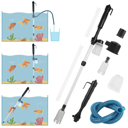 Battery Operated Aquarium Gravel Cleaner – Automatic Fish Tank Vacuum & Siphon – Electric Sand Washer with Algae Scraper & Water Filter System