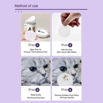 200pcs Pet Eye Cleaning Wipes – Gentle Tear Stain Remover for Dogs & Cats – Non-Irritating Eye Health Wipes – Alcohol-Free Grooming Wipes for Sensitive Eyes
