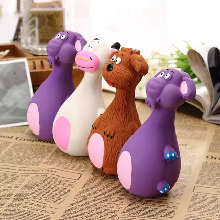 4-Pack Cute Latex Dog Squeaky Toys – Soft Chew Toys for Small Dogs & Puppies – Interactive Sound Toys for Teething & Dental Health