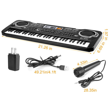 61-Keys Digital Music Electronic Keyboard – Portable Electric Piano for Beginners & Kids – Includes Microphone & Learning Functions – Musical Gift for Boys & Girls