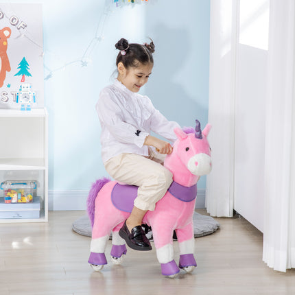 Ride-On Real Walking Unicorn – Mechanical Pony with Sparkly Horn – No Batteries Needed – Soft Plush Interactive Toy for Kids (Supports 176 lbs)
