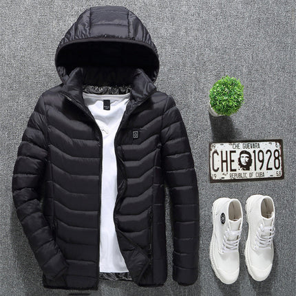 Men's USB Heated Winter Jacket – Smart Thermal Insulated Hooded Coat for Outdoor Sports, Commuting & Cold Weather