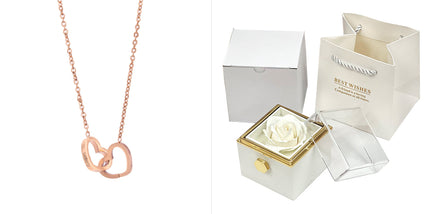 Creative Rotating Rose Jewelry Box – Eternal Soap Flower Gift Box for Necklace & Rings – Enchanted Spinning Rose Surprise for Valentine’s Day