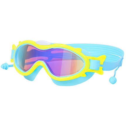 Kids & Youth Swim Goggles with Attached Earplugs – Anti-Fog & UV Protection – Wide View Leak-Proof Swimming Glasses for Boys & Girls Aged 3-16