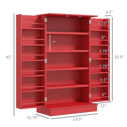 Freestanding Kitchen Pantry Cabinet – 5-Tier Storage Cupboard with Adjustable Shelves & Door Spice Racks for Dining Room Organization