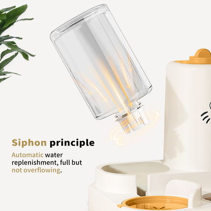 2-in-1 Automatic Cat Feeder and Water Dispenser – Dry & Wet Separation Food Bowls – Gravity Water Storage for Indoor Cats and Small Dogs