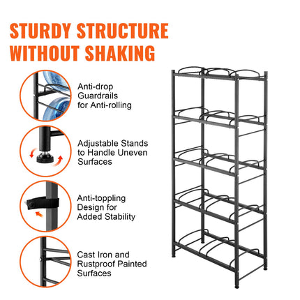 Industrial 10-Bay Water Jug Rack – Space-Saving Double Row Storage Station for Office, Gym & Warehouse