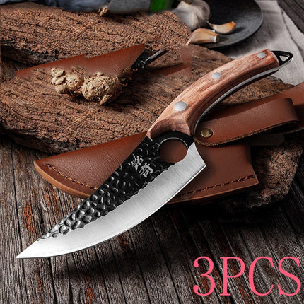 Hand-Forged Boning Knife – High Carbon Steel Butcher Knife for Meat Cleaving – Full Tang Kitchen & Outdoor Camping Knife