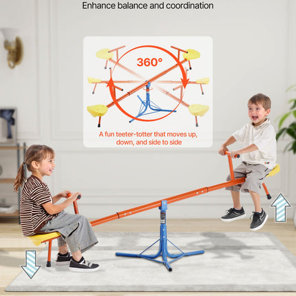 360-Degree Rotating Kids Seesaw – Swivel Teeter Totter for Backyard & Garden – 100 lbs Capacity – Durable Outdoor Play Equipment for Ages 3+