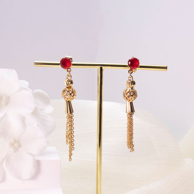Gold-Plated Copper Tassel Drop Earrings for Women