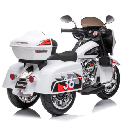 12V 2-Seater Kids Electric Motorcycle – Dual Motor Ride-On Motorbike with Key Start – 3-Wheel Stable Design, LED Headlights & Storage Box