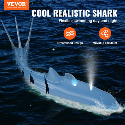 VEVOR Remote Control Shark Toy – 2.4 GHz High-Speed RC Boat for Pools & Lakes – Realistic Waterproof Robotic Shark for Kids & Adults – Ideal Christmas & Birthday Gift