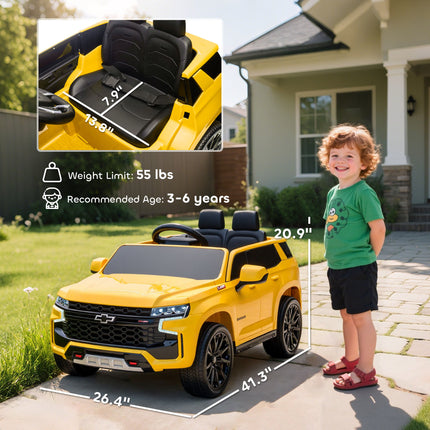 12V Electric Ride-On Car for Kids – Vibrant Yellow SUV with Parental Remote Control – Spring Suspension & LED Lights – Toddler Power Wheel