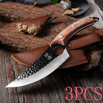Hand-Forged Boning Knife – High Carbon Steel Butcher Knife for Meat Cleaving – Full Tang Kitchen & Outdoor Camping Knife