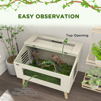 30 Gallon Reptile Terrarium – Glass Habitat Tank for Lizards, Snakes & Amphibians – Full Screen Top with Secure Locking System