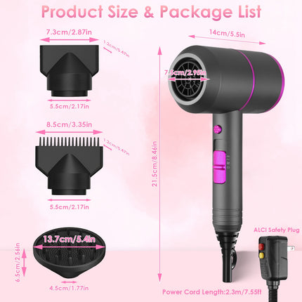UltraLight™ 1800W Portable Hair Dryer – Quick-Dry Technology with 3 Heat Settings