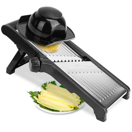 Professional Stainless Steel Mandoline Food Slicer – Multi-Functional Vegetable & Fruit Chopper, Grater, Peeler with Adjustable Blade