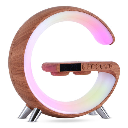 5-in-1 Smart G-Shaped LED Lamp – Bluetooth Speaker & 15W Fast Wireless Charger – RGB Atmosphere Night Light with APP Control