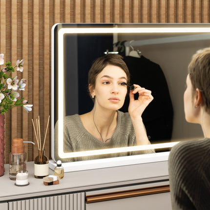 Ultra-Slim LED Vanity Mirror – Square Desktop Makeup Mirror with 3-Color Modes