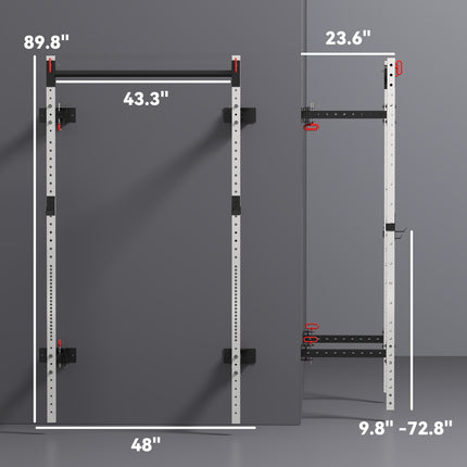 Wall-Mounted Folding Squat Rack with Pull-Up Bar – Heavy-Duty Space-Saving Power Rack for Home Gym & CrossFit