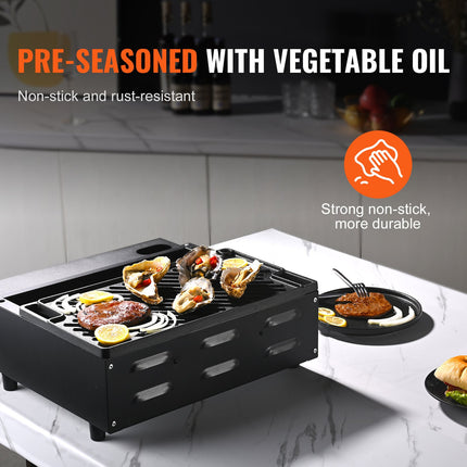 Heavy-Duty Cast Iron Griddle for Gas Stove & BBQ – Large Rectangular Non-Stick Double Play Pan – Perfect for Steaks & Pancakes