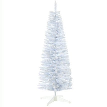5-Foot Snow-Flocked Artificial Christmas Tree – Slim Pencil Holiday Tree with Realistic Branches for Cozy Spaces & Apartments