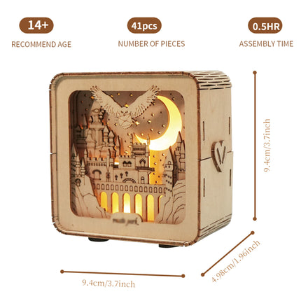3D Wooden Castle Puzzle with LED Night Light – DIY Architectural Model Kit – Unique Desk Decoration & Night Lamp – Perfect Birthday/Christmas Gift for Women & Teens