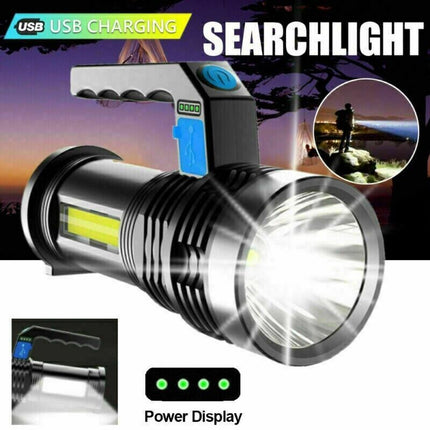 Ultra-Bright LED Tactical Flashlight – USB Rechargeable Torch with COB Side Light – 3 Modes High-Lumen Emergency Lamp – Waterproof