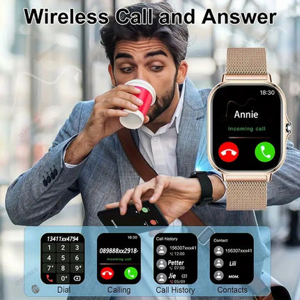 Luxury Round Screen Smartwatch – Bluetooth Call & Message Alerts – Premium Metal Band Fitness Tracker with Heart Rate & Sleep Monitor