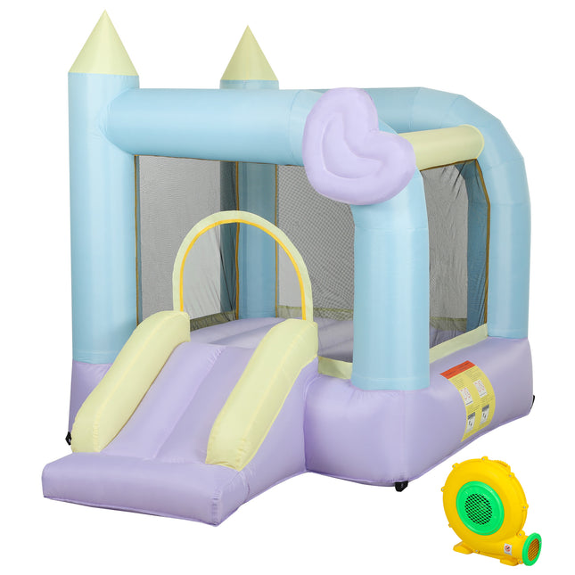 Kids Inflatable Bounce House with Slide – Includes Air Blower, Stakes & Storage Bag – 8ft x 5.4ft Jumping Castle for Toddlers Ages 3-8 – Indoor & Outdoor Fun
