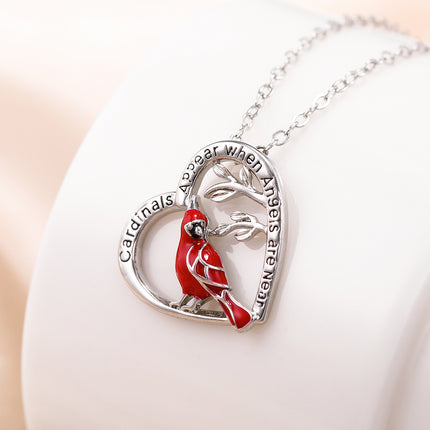 Heart-Shaped Red Cardinal Pendant Necklace – Symbolic "Always With You" Memorial Jewelry – Anniversary & Valentine’s Day Gift for Her