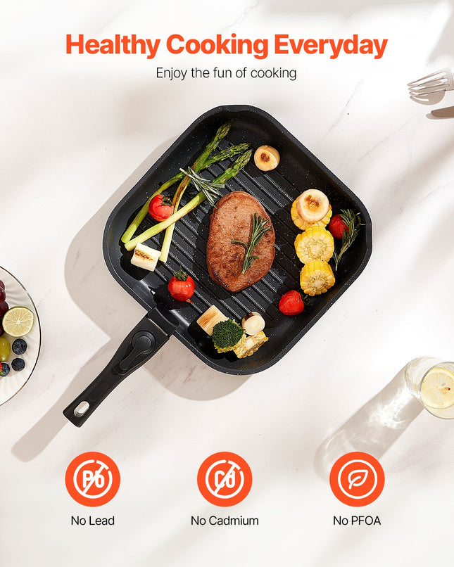 17-Piece Granite Nonstick Pots and Pans Set – Professional Kitchen Cookware with Induction Base – Black