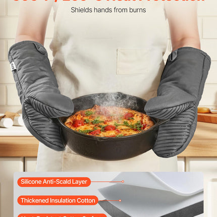 Non-Slip Silicone Oven Gloves – Thick Cotton Lining & Hanging Hooks – Premium Heat Protection for Baking & Grilling