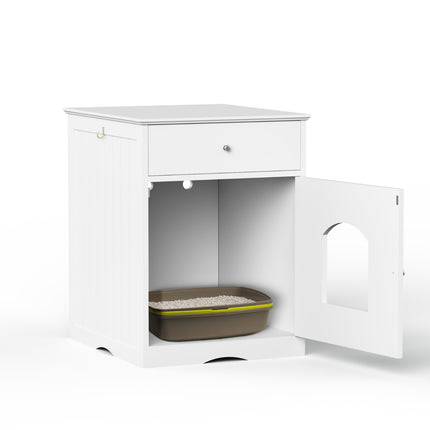 Wooden Cat Litter Box Enclosure – Decorative Cat House & Side Table – Indoor Pet Crate with Hidden Washroom Design