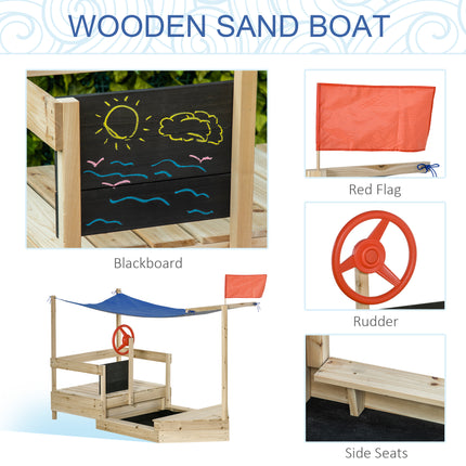 Kids Wooden Sandbox with Cover and Bench Seats – Outdoor Children’s Sand Pit with Foldable Lid – Weather-Resistant Backyard Play Center