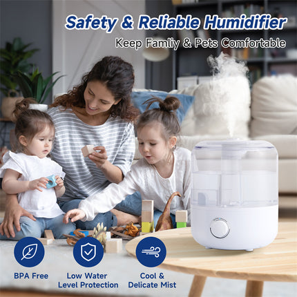 3L Large Capacity Ultrasonic Humidifier – High-Volume Cool Mist Maker – BPA-Free Mechanical Air Humidifier for Bedroom & Large Rooms