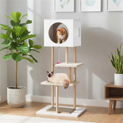Multi-Level Cat Tree Tower with Dual-Door Condo – Activity Center with Scratching Pads & Anti-Tipping Kit for Indoor Cats