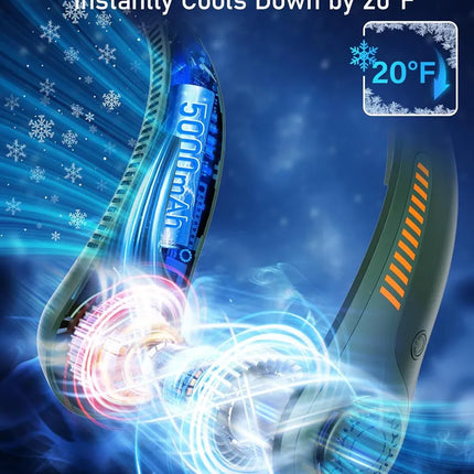 Portable Neck Fan - 5-Speed Rechargeable Personal Fan - 360° Cooling, Quiet & Lightweight Wearable Fan for Travel, Sports, and Outdoor Activities