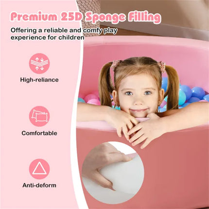 42-Inch Kids Round Foam Ball Pit – High-Density 25D Sponge Filling – Waterproof & Washable PU Leather Cover – Safe Indoor Soft Playpen for Toddlers