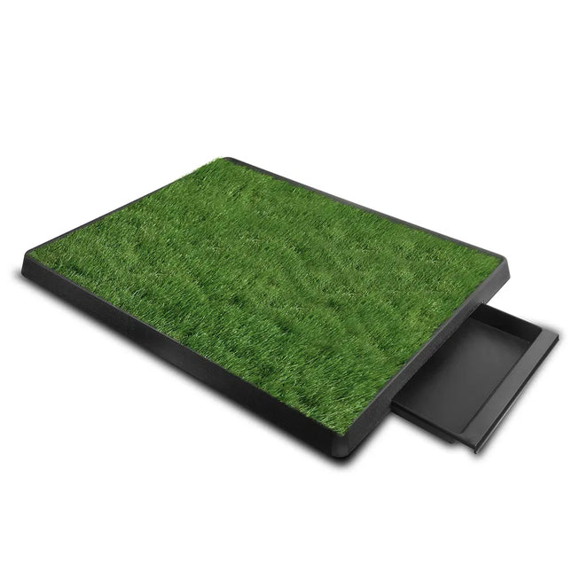 Indoor Dog Potty Trainer – Artificial Grass Pad & Tray System – Portable Pet Toilet for Puppies & Small Dogs – Realistic Turf Loo for Apartment Living
