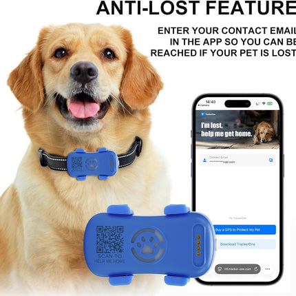Real-Time GPS Pet Tracker for Dogs & Cats – Anti-Lost GPS Location Monitor with Geo-Fence, Light & Sound Alarm – Unlimited Distance Tracking