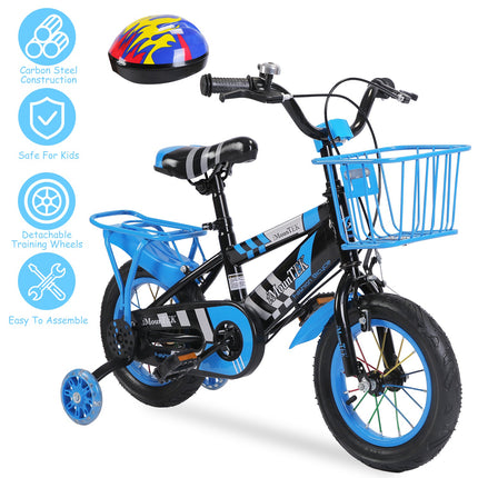 16" Kids Bike with Training Wheels & Helmet – Complete Bicycle Set for Boys 4-7 Years Old – Includes Front Basket, Rear Seat & Chain Guard