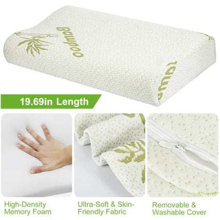 Bamboo Memory Foam Pillow – Shredded Orthopedic Sleeping Pillow with Breathable Cooling Bamboo Cover – Neck & Shoulder Pain Relief