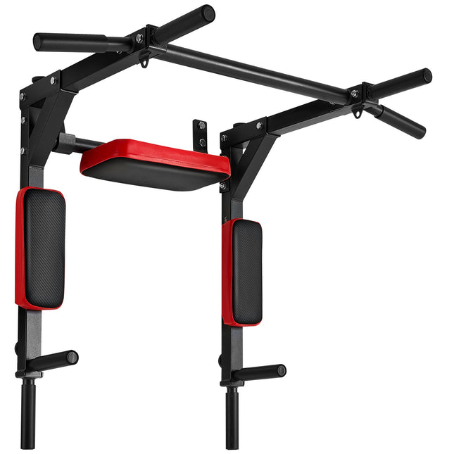2-in-1 Wall Mounted Pull-Up Bar & Dip Station – Multi-Grip Chin-Up Bar – Heavy-Duty Home Gym Power Tower for Upper Body Workout