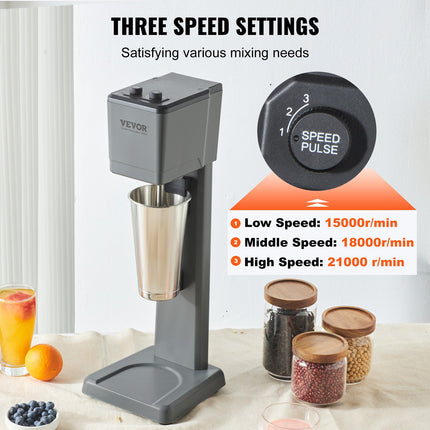 375W Commercial Milkshake Maker – Single-Head Electric Drink Mixer – 3-Speed Professional Milkshake Blender with 27.7oz Stainless Steel Cup