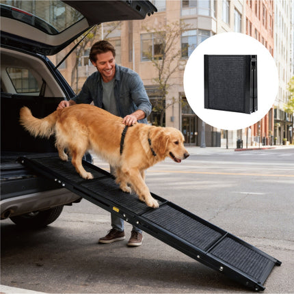 71" Extra Long Dog Ramp for Large Dogs – Portable Folding Car Ramp for SUVs & Trucks – Non-Slip Rug Surface – Supports up to 250lbs