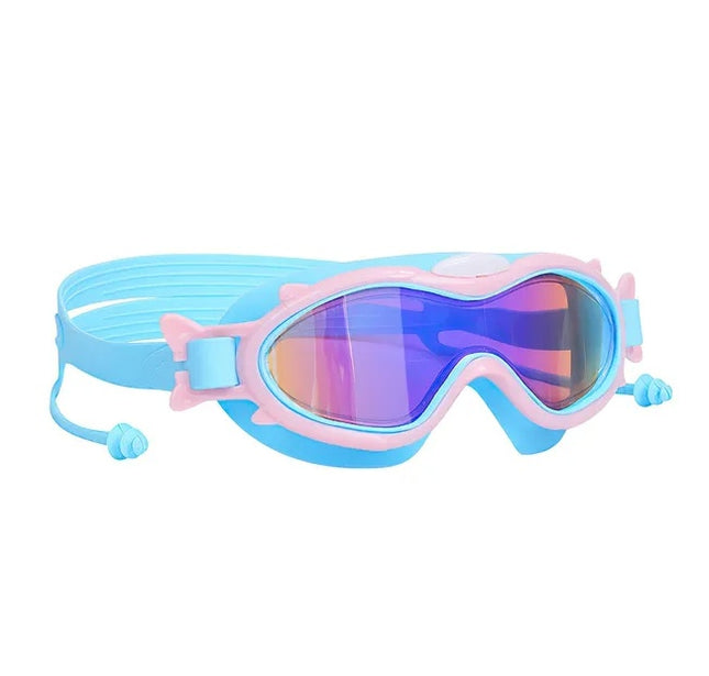 Kids Swim Goggles with Integrated Ear Plugs – Anti-Fog & UV Protection – No-Leak Soft Silicone Swimming Glasses for Boys & Girls