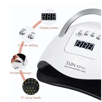 TurboCure™ 220W Professional Nail Dryer – 10s Instant Cure UV/LED Lamp for All Gels